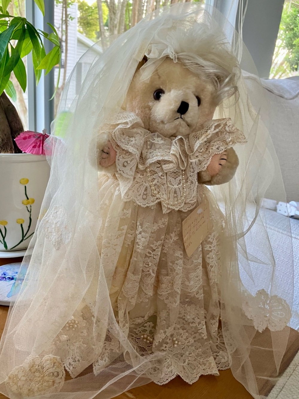 1980’s Vintage Romantic Expressions Victorian Bride Teddy Bear, Handmade, Tags